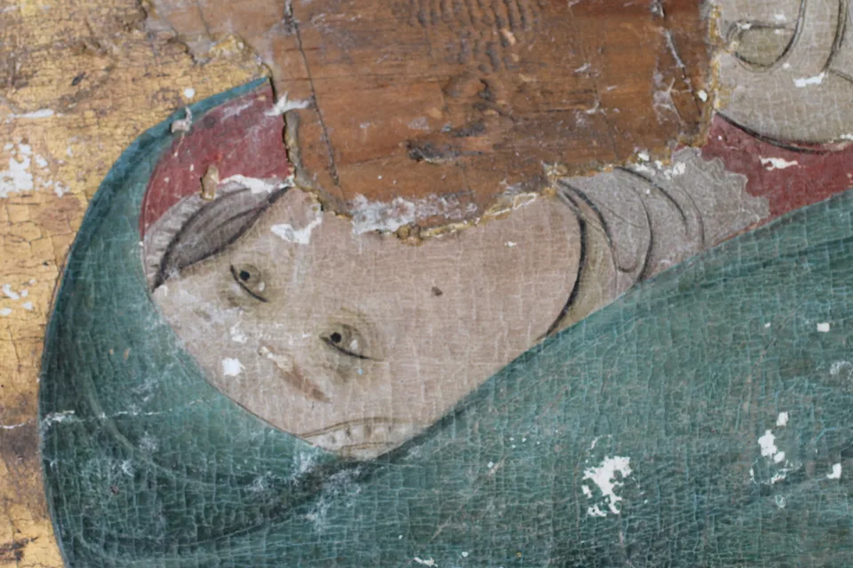 Maria mit grünem Schleier, Detail
