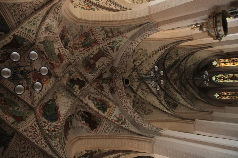 Ausgemaltes gotisches Gewölbe der Marienkirche Herzberg